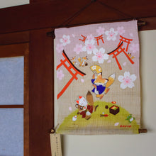 画像をギャラリービューアに読み込む, タペストリー 狐と狸のお花見