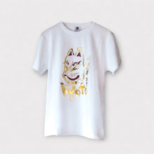 画像をギャラリービューアに読み込む, 京都キツネ面Tシャツ - Silver black /Gold white -