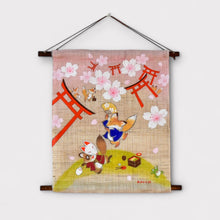 画像をギャラリービューアに読み込む, タペストリー 狐と狸のお花見