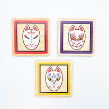 画像をギャラリービューアに読み込む, .木製コースター - 狐面 -