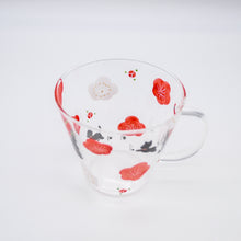 画像をギャラリービューアに読み込む, ガラスマグカップ -  紅白梅と黒猫(耐熱ガラス)