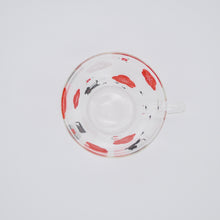 画像をギャラリービューアに読み込む, ガラスマグカップ -  紅白梅と黒猫(耐熱ガラス)