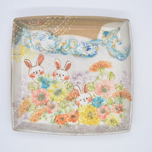 画像をギャラリービューアに読み込む, .角皿 -青い小鳥とウサギさん
