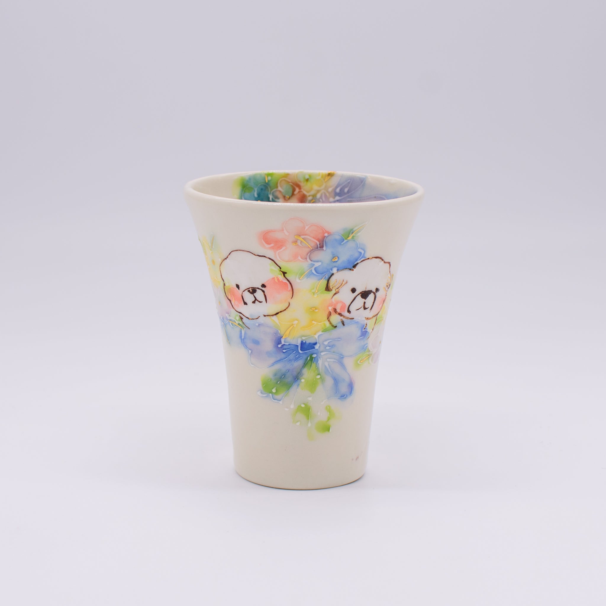 花瓶　作家　内藤加奈子　壺　可愛い　美品　イヌ　ウサギ　陶器 花瓶作家内藤加奈子壺可愛い美品イヌウサギ陶器