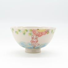 画像をギャラリービューアに読み込む, ウサギとフクロウのほっこり茶わん
