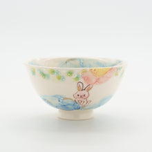 画像をギャラリービューアに読み込む, ウサギとフクロウのほっこり茶わん
