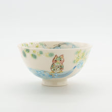 画像をギャラリービューアに読み込む, ウサギとフクロウのほっこり茶わん
