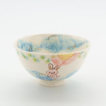 画像をギャラリービューアに読み込む, ウサギとフクロウのほっこり茶わん
