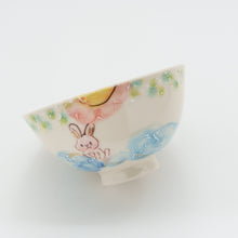 画像をギャラリービューアに読み込む, ウサギとフクロウのほっこり茶わん
