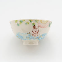 画像をギャラリービューアに読み込む, ウサギとフクロウのほっこり茶わん
