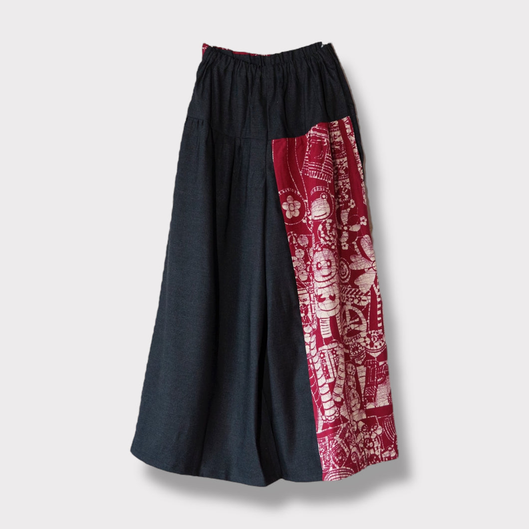 ガウチョパンツ - 駄菓子屋 -（臈纈染め）・赤 - size L