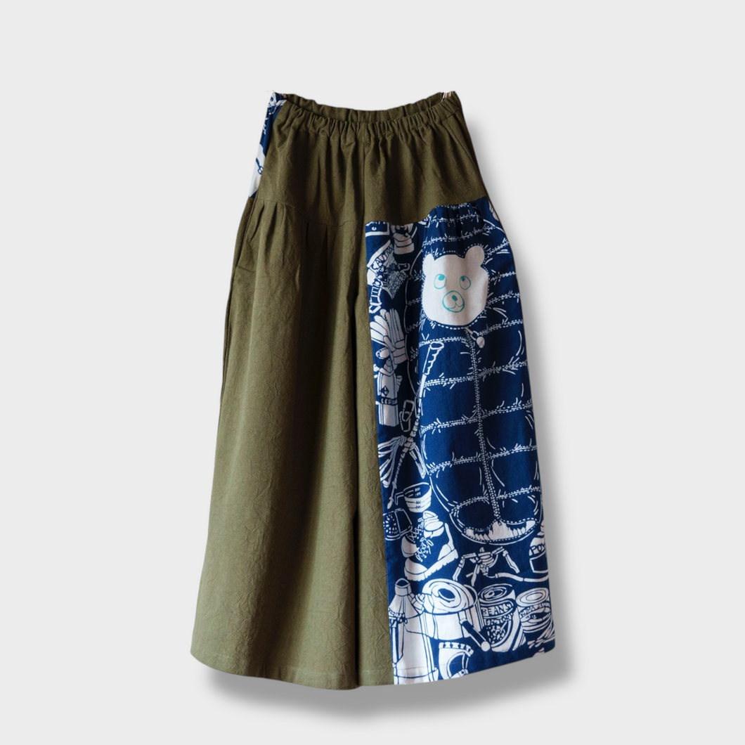 ガウチョパンツ - くま出没・紺 - size M