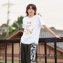 画像をギャラリービューアに読み込む, 京都キツネ面Tシャツ - Silver black ／Gold white -
