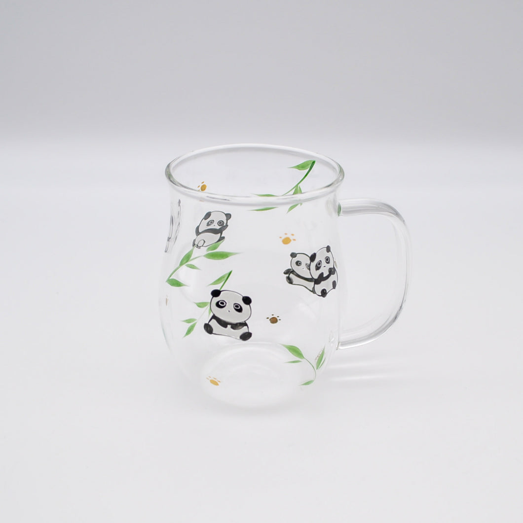 ガラスマグカップ -  パンダ（耐熱ガラス）