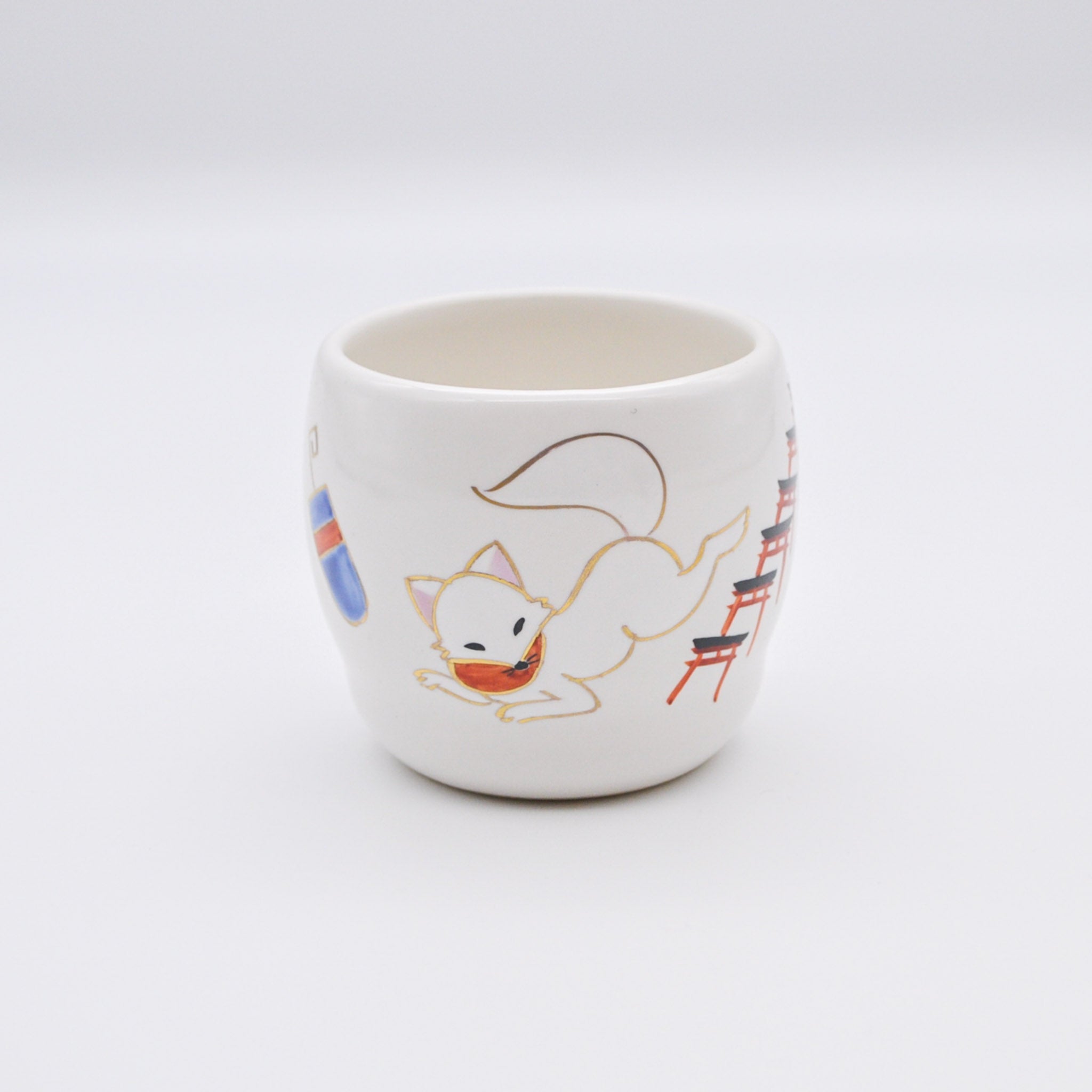 ヨシノヒトシ　色絵カップ　めんちょこ　湯呑み 胴〆湯呑み -鳥居 – GALLERY KACCO